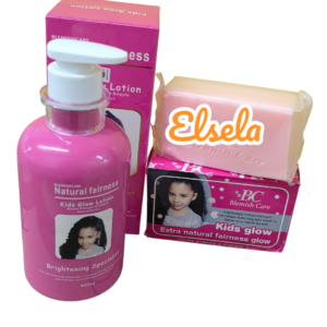 Blemish Care Natural Fairness Kids Glow Lotion 400ml + Glow Bar Soap 160g Set.